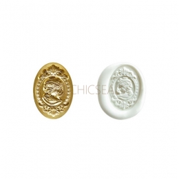 Wax Stamp Heads Girl Carving Oval